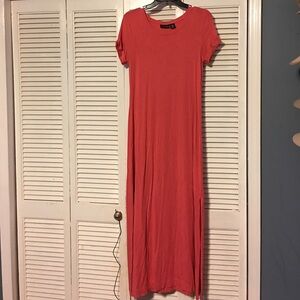EUC Coral Ankle Length slit side‎ dress